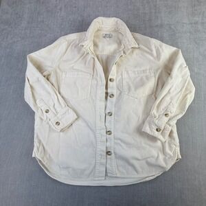 Madewell Womens Ivory Cream Wide Wale Corduroy Shirt Jacket Pockets Size M